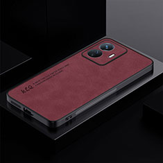 Funda Lujo Cuero Carcasa S01 para Vivo Y77 5G Rojo