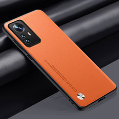 Funda Lujo Cuero Carcasa S01 para Xiaomi Mi 12T Pro 5G Naranja