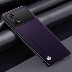 Funda Lujo Cuero Carcasa S01 para Xiaomi Poco M4 Pro 4G Morado