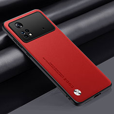 Funda Lujo Cuero Carcasa S01 para Xiaomi Poco M4 Pro 4G Rojo