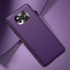 Funda Lujo Cuero Carcasa S01 para Xiaomi Poco X3 NFC Morado