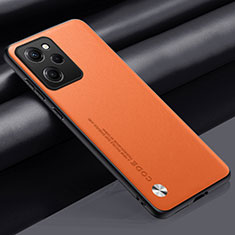 Funda Lujo Cuero Carcasa S01 para Xiaomi Poco X5 Pro 5G Naranja