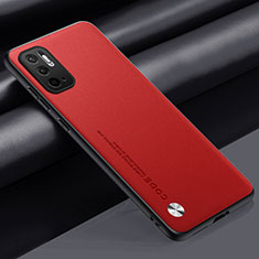 Funda Lujo Cuero Carcasa S01 para Xiaomi Redmi Note 10 5G Rojo