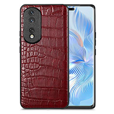 Funda Lujo Cuero Carcasa S01D para Huawei Honor 80 Pro 5G Rojo