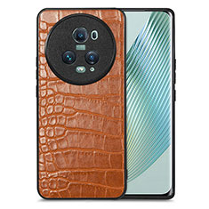 Funda Lujo Cuero Carcasa S01D para Huawei Honor Magic5 Pro 5G Marron