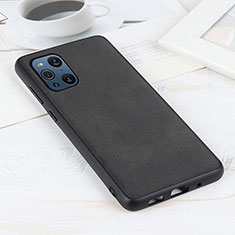 Funda Lujo Cuero Carcasa S01D para Oppo Find X3 Pro 5G Negro