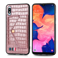 Funda Lujo Cuero Carcasa S01D para Samsung Galaxy A10 Oro Rosa