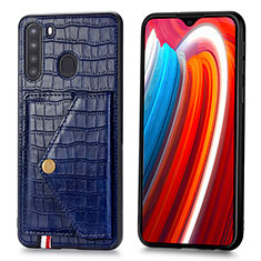 Funda Lujo Cuero Carcasa S01D para Samsung Galaxy A21 Azul