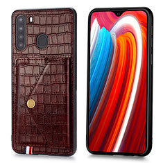 Funda Lujo Cuero Carcasa S01D para Samsung Galaxy A21 Marron