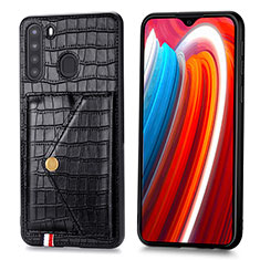 Funda Lujo Cuero Carcasa S01D para Samsung Galaxy A21 Negro