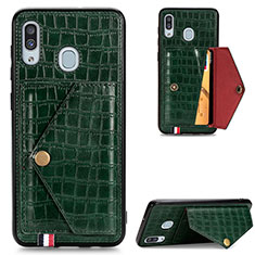 Funda Lujo Cuero Carcasa S01D para Samsung Galaxy A30 Verde