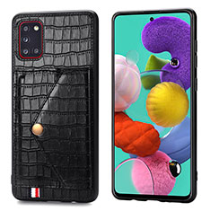 Funda Lujo Cuero Carcasa S01D para Samsung Galaxy A31 Negro