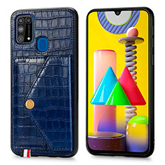 Funda Lujo Cuero Carcasa S01D para Samsung Galaxy M21s Azul