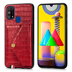 Funda Lujo Cuero Carcasa S01D para Samsung Galaxy M31 Prime Edition Rojo