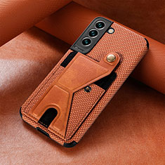 Funda Lujo Cuero Carcasa S01D para Samsung Galaxy S22 Plus 5G Marron