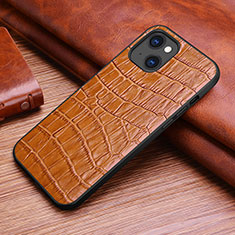 Funda Lujo Cuero Carcasa S02 para Apple iPhone 13 Mini Marron