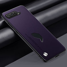 Funda Lujo Cuero Carcasa S02 para Asus ROG Phone 5 Pro Morado