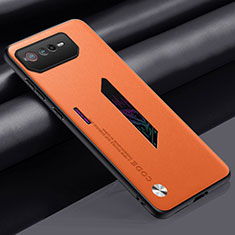 Funda Lujo Cuero Carcasa S02 para Asus ROG Phone 6 Naranja