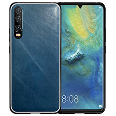 Funda Lujo Cuero Carcasa S02 para Huawei P30 Azul