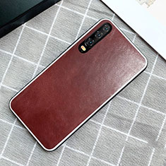 Funda Lujo Cuero Carcasa S02 para Huawei P30 Marron