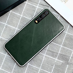 Funda Lujo Cuero Carcasa S02 para Huawei P30 Verde