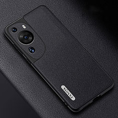 Funda Lujo Cuero Carcasa S02 para Huawei P60 Art Negro