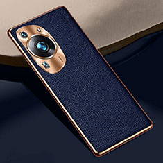 Funda Lujo Cuero Carcasa S02 para Huawei P60 Azul