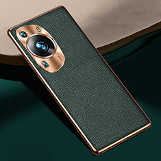 Funda Lujo Cuero Carcasa S02 para Huawei P60 Pro Verde