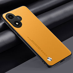 Funda Lujo Cuero Carcasa S02 para Oppo A2m 5G Amarillo