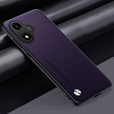 Funda Lujo Cuero Carcasa S02 para Oppo A2m 5G Morado