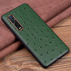 Funda Lujo Cuero Carcasa S02 para Oppo Find X2 Pro Verde