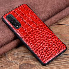 Funda Lujo Cuero Carcasa S02 para Oppo Find X2 Rojo