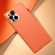 Funda Lujo Cuero Carcasa S02 para Oppo Find X3 Pro 5G Naranja