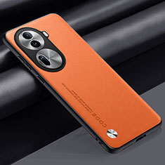 Funda Lujo Cuero Carcasa S02 para Oppo Reno11 Pro 5G Naranja