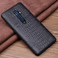 Funda Lujo Cuero Carcasa S02 para Oppo Reno2 Negro