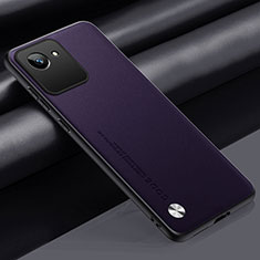 Funda Lujo Cuero Carcasa S02 para Realme C30 Morado