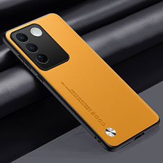 Funda Lujo Cuero Carcasa S02 para Vivo V27 5G Amarillo