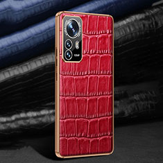 Funda Lujo Cuero Carcasa S02 para Xiaomi Mi 12 5G Rojo