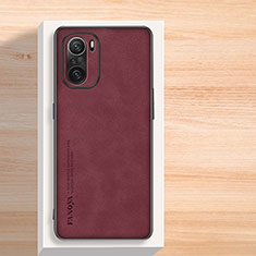 Funda Lujo Cuero Carcasa S02 para Xiaomi Redmi K40 Pro+ Plus 5G Rojo