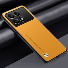 Funda Lujo Cuero Carcasa S02 para Xiaomi Redmi K70 Pro 5G Amarillo