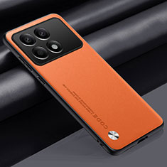 Funda Lujo Cuero Carcasa S02 para Xiaomi Redmi K70 Pro 5G Naranja