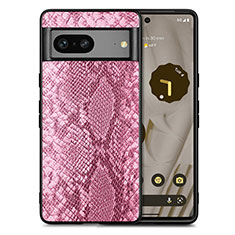 Funda Lujo Cuero Carcasa S02D para Google Pixel 7 5G Rosa Roja