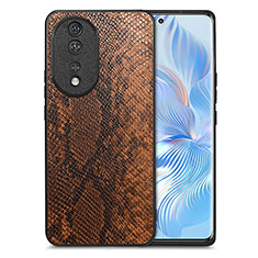 Funda Lujo Cuero Carcasa S02D para Huawei Honor 80 5G Marron