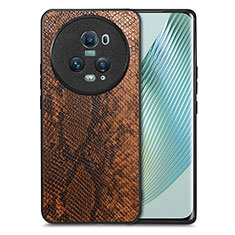 Funda Lujo Cuero Carcasa S02D para Huawei Honor Magic5 Pro 5G Marron