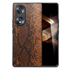 Funda Lujo Cuero Carcasa S02D para Huawei Honor X7b Marron