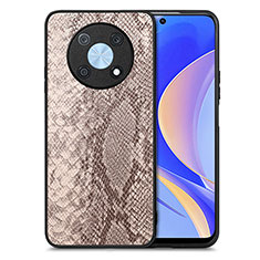 Funda Lujo Cuero Carcasa S02D para Huawei Nova Y90 Marron Claro