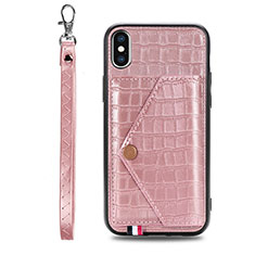 Funda Lujo Cuero Carcasa S02D para Samsung Galaxy A11 Oro Rosa