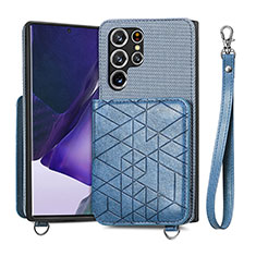 Funda Lujo Cuero Carcasa S02D para Samsung Galaxy S21 Ultra 5G Azul