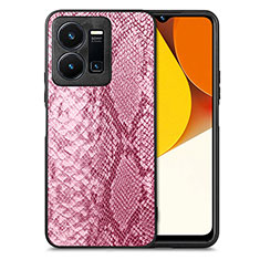 Funda Lujo Cuero Carcasa S02D para Vivo Y35 4G Rosa