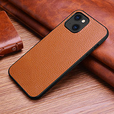 Funda Lujo Cuero Carcasa S03 para Apple iPhone 13 Mini Marron